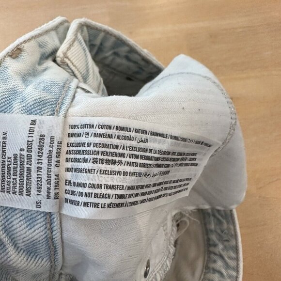 Abercrombie & Fitch Denim Shorts Womens Light Wash Annie High Rise Fringe Sz 27 - Picture 7 of 9